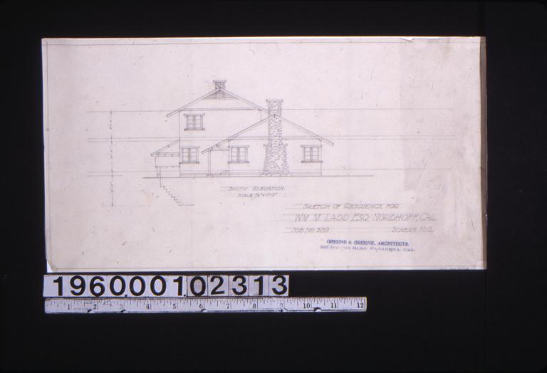 Sketch of residence -- south elevation.