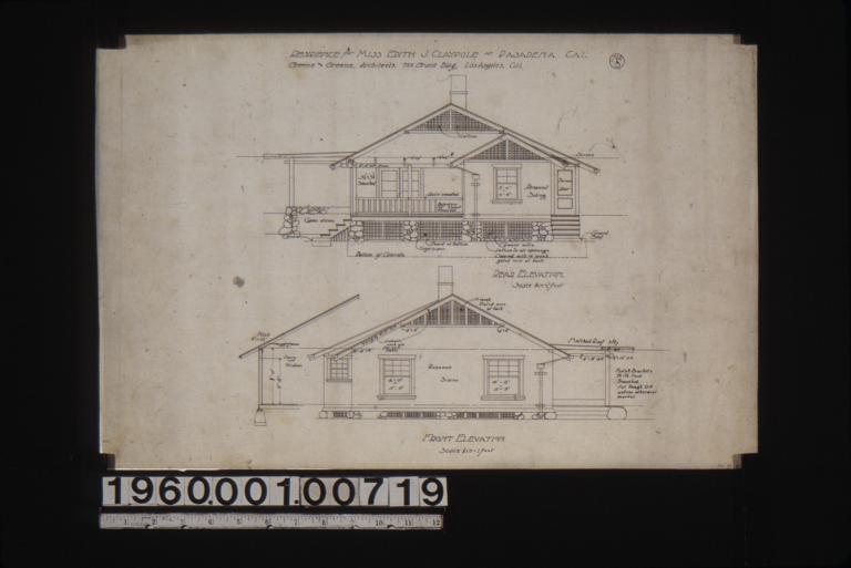Rear elevation\, front elevation with section through wall : No.3.