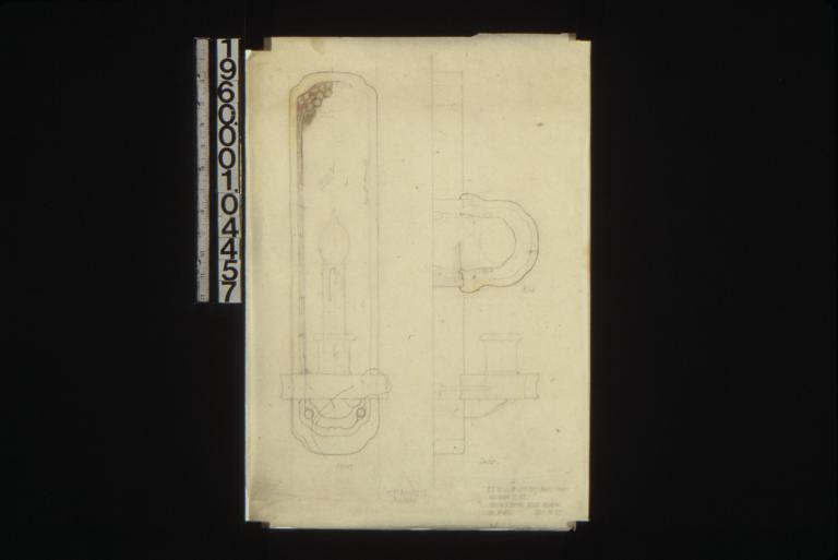 F.S. details of sleeping porch bracket fixtures -- front\, side\, plan : Sheet no. 27.