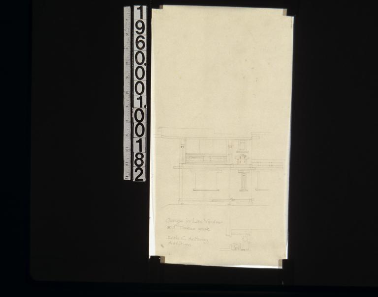 Elevation and plan showing change in lavatory window and timber work.