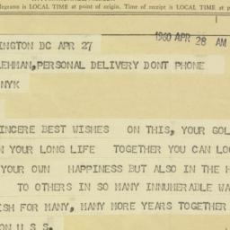 Telegram: 1960 April 28