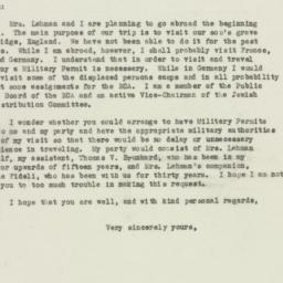 Letter: 1949 March 2