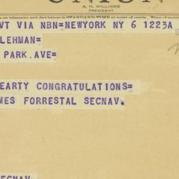 Telegram: 1946 September 6