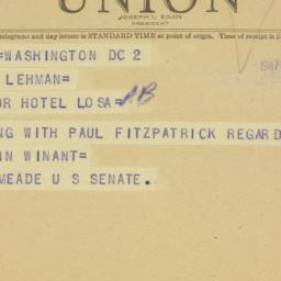 Telegram: 1947 January 3