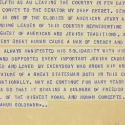 Telegram: 1955 May 9