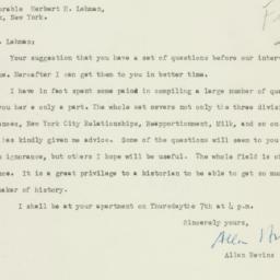 Letter: 1957 November 5