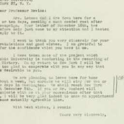 Letter: 1949 November 26