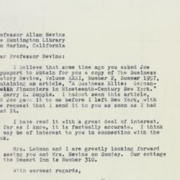 Letter: 1960 February 25