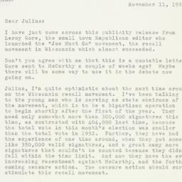 Letter: 1954 November 11
