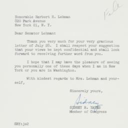 Letter: 1960 August 2