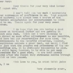 Letter: 1954 August 9