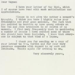 Letter: 1954 May 27