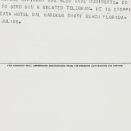 Telegram: 1962 February 23