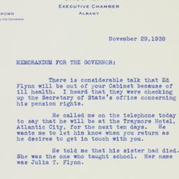 Memorandum: 1938 November 29