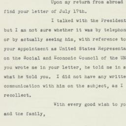 Letter: 1947 July 18