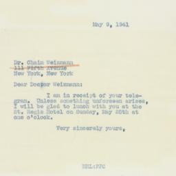 Letter: 1941 May 9