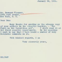 Letter: 1934 January 30