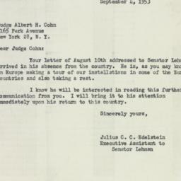Letter: 1953 September 4