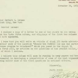 Letter: 1951 November 29