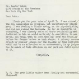 Letter: 1950 April 10