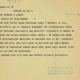 Telegram: 1951 December 6