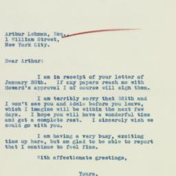 Letter: 1934 February 1