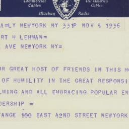 Telegram: 1936 November 4