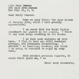 Letter: 1950 February 2