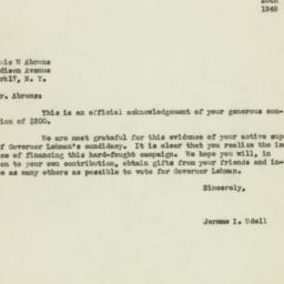 Letter: 1949 October 20