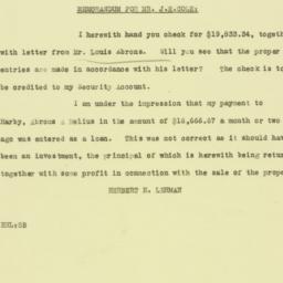 Memorandum: 1926 January 21