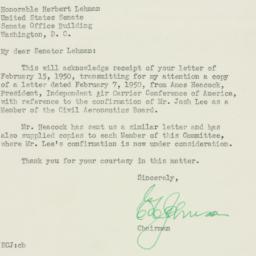 Letter: 1950 February 18
