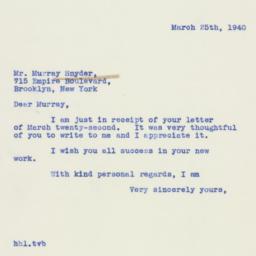 Letter: 1940 March 25
