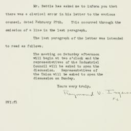 Letter: 1926 March 1