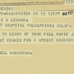 Telegram: 1963 February 12