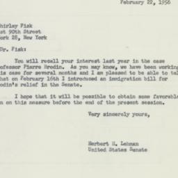 Letter: 1956 February 22