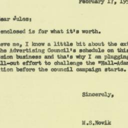 Letter: 1954 February 17