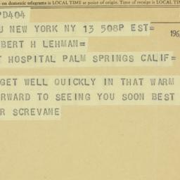 Telegram: 1963 February 13