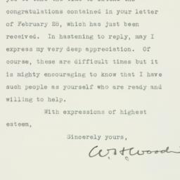 Letter: 1933 March 1