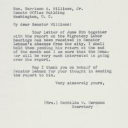 Letter: 1960 June 21