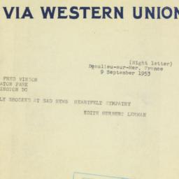Telegram: 1953 September 9