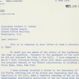 Letter: 1950 June 9