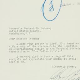 Letter: 1951 April 30