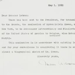 Letter: 1952 May 1