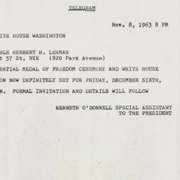 Invitation: 1963 November 8