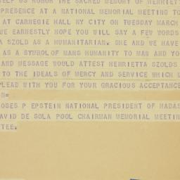 Telegram: 1945 February 25