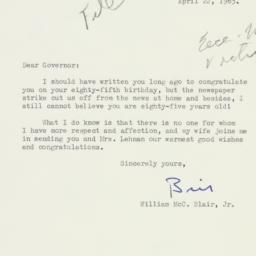 Letter: 1963 April 22