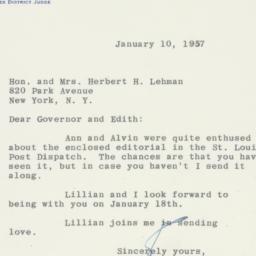 Letter: 1957 January 10