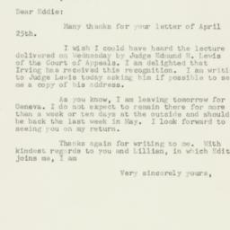 Letter: 1951 April 30