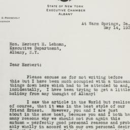 Letter: 1930 May 14