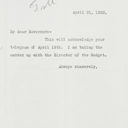 Letter: 1933 April 21